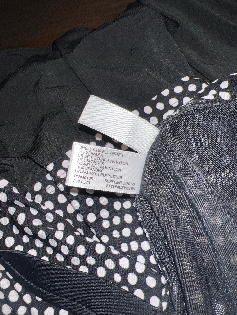 Polka Dot Tiered Ruffle Tank Top one pice swimsuit - Black & White - Picture 4 of 7